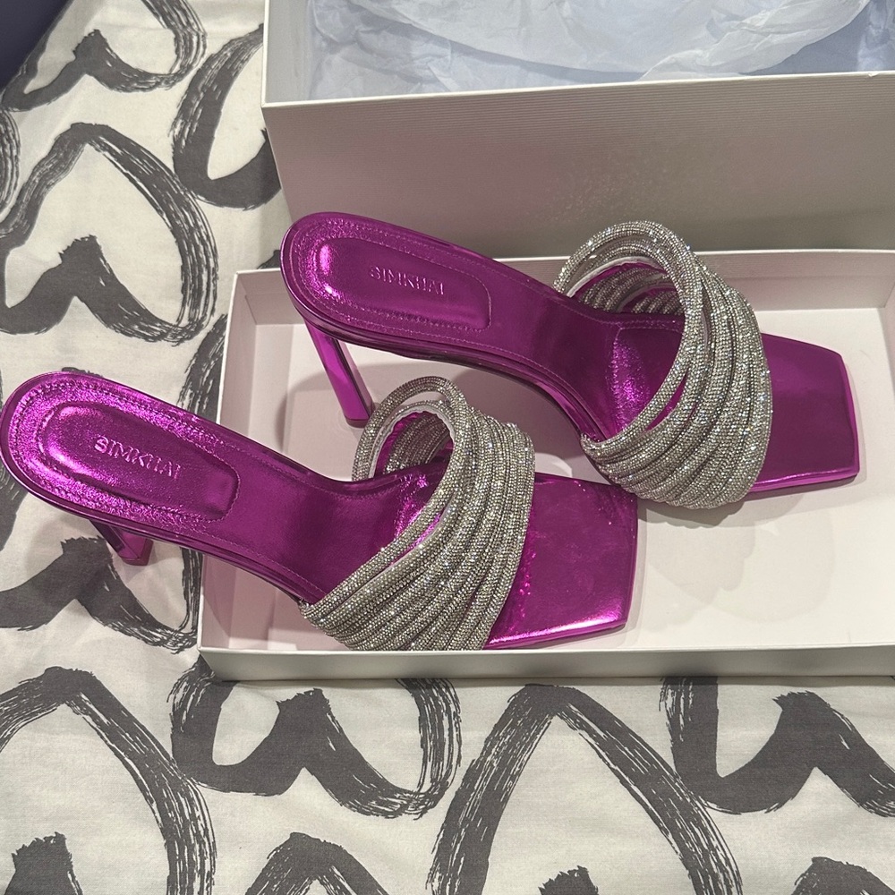 Jonathan Simkhai Metallic Pink and Silver Heels